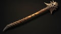 Fantasy Spiked Wooden Staff - Frank Frazetta Style