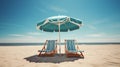 Photorealistic Venice Beach Umbrella And Chairs: Dreamlike Horizons Poster