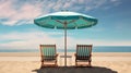 Photorealistic Venice Beach Umbrella And Chairs: Dreamlike Horizons Poster