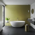 A photorealistic rendering of a contemporary bathroom interior