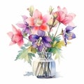 Delicate Realism: Watercolor Flowers In Vase Illustration