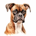 Photorealistic Watercolor Portrait Of A Boxer Dog