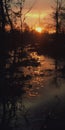 Photorealistic Wet Scenery: Evening Glow In Graflex Speed Graphic Style