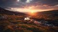 Photorealistic Wilderness Landscape At Golden Hour