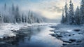 Photorealistic Winter Landscape In Quebec Province: Serene Scenes By Mark Lovett