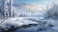 Photorealistic Winter Landscape In Salaberry-de-valleyfield Royalty Free Stock Photo