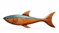 Photorealistic Wooden Fish Decoration With Blue Fin - Maya Rendered Palewave Design