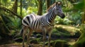 Photorealistic Zebra In Brazilian Zoo: Bold Chromaticity And Smooth Lines