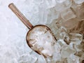 in a bucket of ice cubes for cold drinks Royalty Free Stock Photo