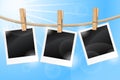 Photos hanging on a clothesline Royalty Free Stock Photo