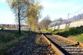 Industrial railway running through the town on a sunny autumn day, PetÃâ¢vald u KarvinÃÂ©, North Moravia, Czech Republic