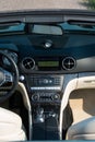 Photos of Mercedes Benz SL550 convertible. Dashboard view. Detailing Royalty Free Stock Photo