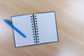 Photos of notepad and blank paper clips on the table Royalty Free Stock Photo