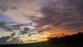 photos sky sunset cloud orange blue in the evening aesthetic photos Royalty Free Stock Photo