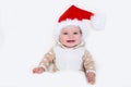 Photos of smiling young baby in a Santa Claus hat Royalty Free Stock Photo