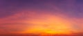 Photos of twilight sky before sunrise or after sunset, cirrus clouds over the sky, panorama image. orange tones, natural Royalty Free Stock Photo