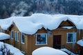 The thick snow on the houses