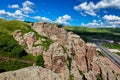 The red rock and blue sky white clouds