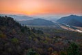 The Mount Xian weng sunset and fall forest