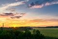 The beautiful morning glow and fields