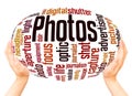 Photos word cloud hand sphere concept Royalty Free Stock Photo