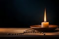 Candle fire and burning paper. Royalty Free Stock Photo