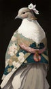 Photoshoot of Unique Cultural Apparel: Elegant Dove Animal in Traditional Japanese Kimono (Generative AI)