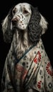 Photoshoot of Unique Cultural Apparel: Elegant English Setter Dog in a Traditional Japanese Kimono (Generative AI)