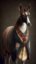 Photoshoot of Unique Cultural Apparel: Elegant Okapi Animal in Traditional Japanese Kimono (Generative AI)