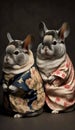 Photoshoot of Unique Cultural Apparel: Elegant Chinchillas Animal in Traditional Japanese Kimono (Generative AI)