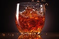 photoshopped image of dancing water droplets in glass of iced tea Royalty Free Stock Photo