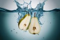 PhotoStock An artistic depiction of water splash with sliced pears Royalty Free Stock Photo