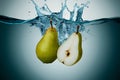 PhotoStock An artistic depiction of water splash with sliced pears Royalty Free Stock Photo