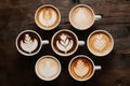 PhotoStock Collection of mixed cup macchiato captured in top view foodgraphy