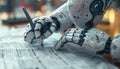 Advanced AI Robot Writing and Signing Documents, Artificial Intelligence in Office Environment, Futuristic Technology Enhancing