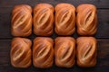 PhotoStock Flat lay photo featuring rye bread arranged neatly on the table