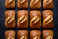 PhotoStock Flat lay photo featuring rye bread arranged neatly on the table