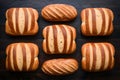 PhotoStock Flat lay photo featuring rye bread arranged neatly on the table