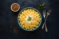 PhotoStock Flat laygraphy photo showcasing an appetizing stock of macaroni and cheese