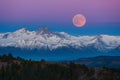 PhotoStock Full moon over mountain range, tranquil natural landscape scene Royalty Free Stock Photo