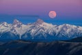 PhotoStock Full moon over mountain range, tranquil natural landscape scene Royalty Free Stock Photo