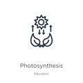 Photosynthesis icon. Thin linear photosynthesis outline icon isolated on white background from education collection. Line vector