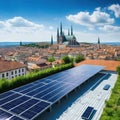 photovoltaic elements integrated an roof of building in an european