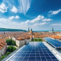 photovoltaic elements integrated an roof of building in an european