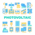 Photovoltaic Energy Collection Icons Set Vector Illustrations Royalty Free Stock Photo