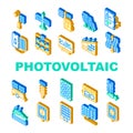 Photovoltaic Energy Collection Icons Set Vector Illustrations Royalty Free Stock Photo