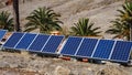 Photovoltaic modules, solar panels in sunny tropical valley