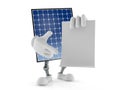 Photovoltaic panel character holding blank sheet of paper