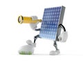 Photovoltaic panel character looking through a telescope