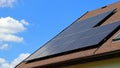 Photovoltaic panels on the roof of a family house. Self-sufficient house.